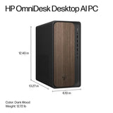 HP OmniDesk M03 AI Desktop PC - Intel Core Ultra 9 285 up to 5.60GHz, NVIDIA GeForce RTX 5060 Ti 8GB GDDR7, Wi-Fi 6, Bluetooth 5.4, Wireless Keyboard & Mouse, Dark Wood, Windows 11