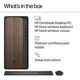 HP OmniDesk M03 AI Desktop PC - Intel Core Ultra 9 285 up to 5.60GHz, NVIDIA GeForce RTX 5070 12GB GDDR7, Wi-Fi 6, Bluetooth 5.4, Wireless Keyboard & Mouse, Dark Wood, Windows 11
