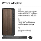 HP OmniDesk M03 AI Desktop PC - Intel Core Ultra 9 285 up to 5.60GHz, Intel Graphics, Wi-Fi 6, Bluetooth 5.4, Wireless Keyboard & Mouse, Dark Wood, Windows 11