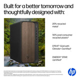 HP OmniDesk M03 AI Desktop PC - Intel Core Ultra 9 285 up to 5.60GHz, NVIDIA GeForce RTX 5060 Ti 8GB GDDR7, Wi-Fi 6, Bluetooth 5.4, Wireless Keyboard & Mouse, Dark Wood, Windows 11